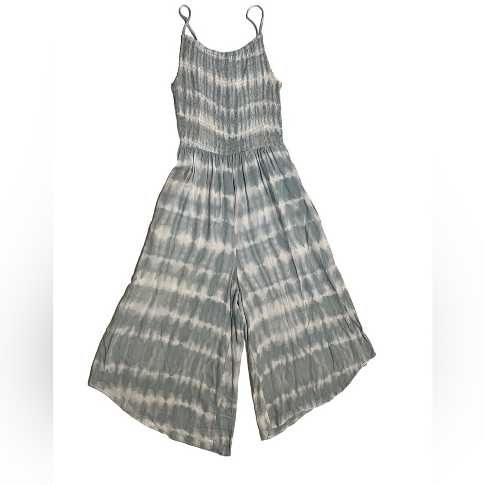 Mimi Chica Teal Green and White Smocked Top Wideleg Jumpsuit M Medium